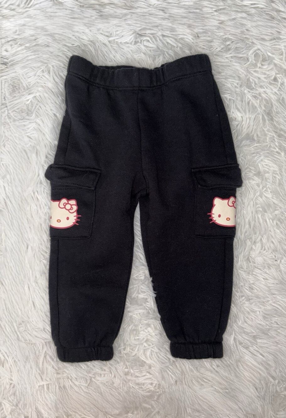 Hello Kitty 12 Month Black Cargo Joggers. Cute, Comfortable